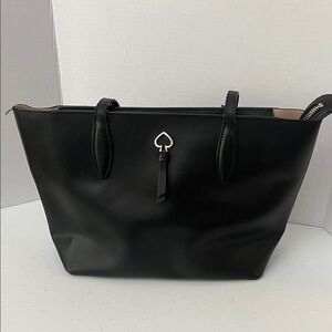 Kate Spade New York Adel Black Leather Tote Shoulder Bag Purse Zip Top
